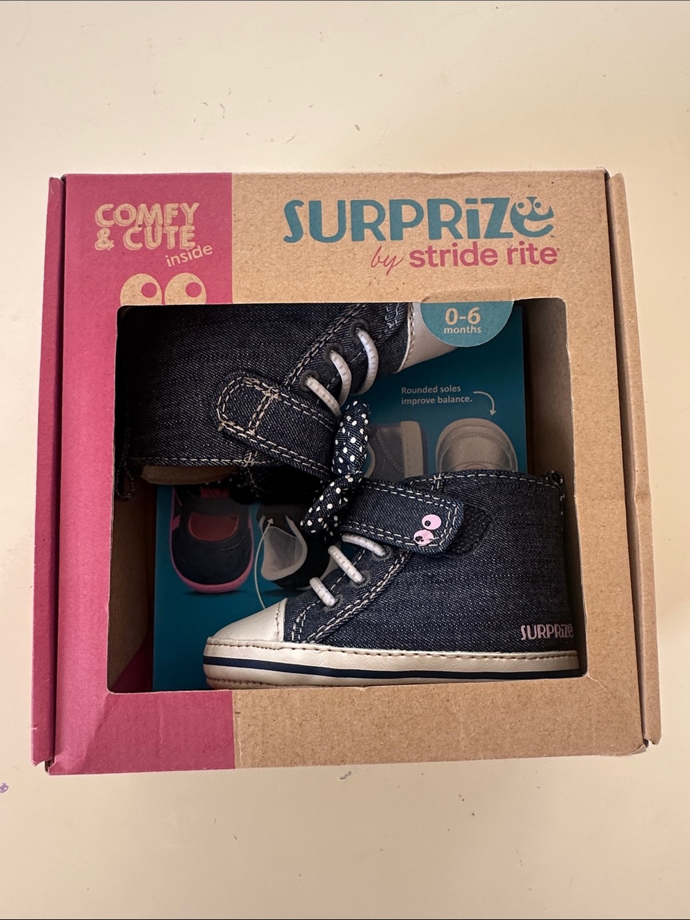 New! Stride Rite Surprize Denim High-Top Baby Sneakers
